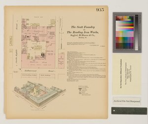 Plan for Reading Iron Works, Scott Foundry, Pennsylvania, syyskuu 1875