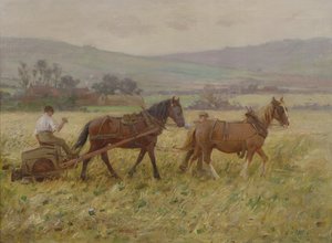 Sadonkorjuutiimi (öljy kankaalle) tekijältä Ernest Higgins Rigg