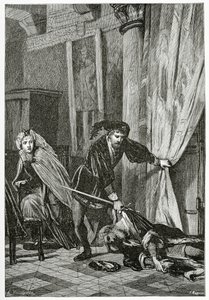 Kohtaus Hamletista, 1800-luku (bw-kaiverrus)