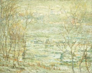 Kevätmaisema, Harlem-joki tekijältä Ernest Lawson
