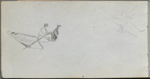 Luonnoskirja, sivu 04: Figuurit veneessä. tekijältä Jean Louis Ernest Meissonier