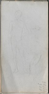 Luonnoskirja, sivu 100: Alastonhahmo, profiili. tekijältä Jean-Louis Ernest Meissonier