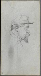 Luonnoskirja, sivu 13: Miehen rintakuva profiilissa. tekijältä Jean Louis Ernest Meissonier