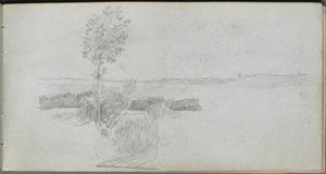 Luonnoskirja, sivu 28: Maisematutkimus tekijältä Ernest Meissonier