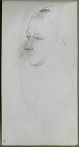 Luonnoskirja, sivu 45: Naisen kasvot, 34 Näkymä. tekijältä Jean-Louis Ernest Meissonier