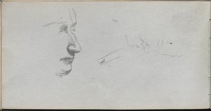 Luonnoskirja, sivu 80: Kasvojen tutkimus. tekijältä Jean Louis Ernest Meissonier