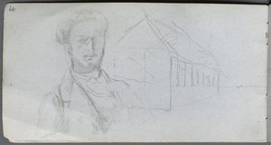 Luonnoskirja, sivu 99: Study of Figure, Building tekijältä Ernest Meissonier