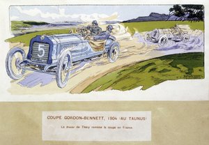 Kilpa-ajo: Gordon Bennett Cup (Gordon-Bennett) vuonna 1904 - piirustus Ernest Montaut (1878-1909). tekijältä Ernest Montaut