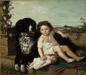 Tytön muotokuva koiran kanssa, 1879