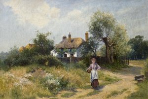 Maisema mökkinaisen kanssa, 1800-1900-luvun loppu