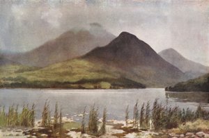 Bassenthwaite-järvi ja Skiddaw (värilitho) tekijältä Ernest William Haslehust