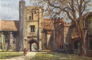 Beaufort Tower ja Ambulatory St Cross (väri litho) tekijältä Ernest William Haslehust