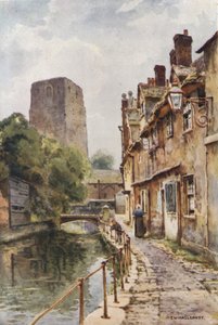 Fisher Row ja Oxfordin linnan rauniot (väri litho)