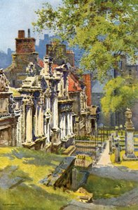 Greyfriars Churchyard (väri litho) tekijältä Ernest William Haslehust