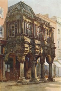 Guildhall Porch (väri litho) tekijältä Ernest William Haslehust