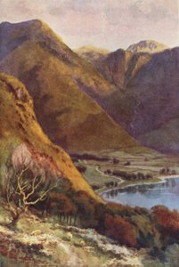 Buttermeren ja Honister Cragin johtaja (väri litho) tekijältä Ernest William Haslehust