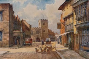 High Street, Stratford-on-Avon (väri litho) tekijältä Ernest William Haslehust