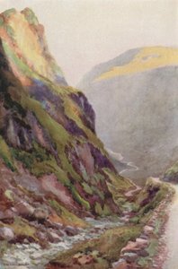 Honister Pass Dawn (väri litho) tekijältä Ernest William Haslehust