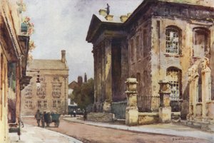 Old Clarendon Building, Broad Street (väri litho) tekijältä Ernest William Haslehust