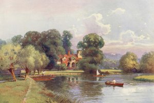 Thames-joki: Medmenham Abbey (värilitra) tekijältä Ernest William Haslehust