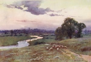 Thames-joki: Eisey Hilliltä (värilitro). tekijältä Ernest William Haslehust