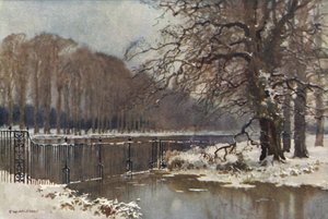 Pitkä vesi talvella (väri litho) tekijältä Ernest William Haslehust
