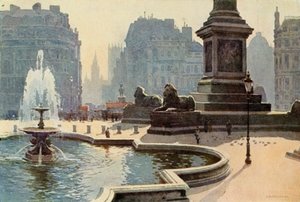 Trafalgar Square (väri litho) tekijältä Ernest William Haslehust