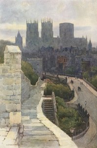 York kaupungin muureilta (väri litho) tekijältä Ernest William Haslehust