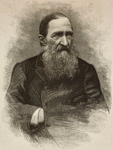 Runoilija Jozef Ignacy Kraszewski (1812-1887) Genevessä 19. maaliskuuta, kaiverrus Ernesto Mancastroppa Romarolon valokuvasta, L
