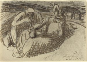 Italian talonpojat viinipulloilla tekijältä Ernst Barlach
