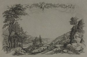 aSis vistes del castell de Heidelberg: portada, escena de caça finlandesa tekijältä Ernst Fries