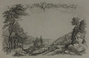 Kuusi näkymää Heidelbergin linnasta: Kansi, Metsästyspaikka, 1820. tekijältä Ernst Fries