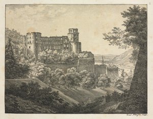 Kuusi näkymää Heidelbergin linnasta: Koilliseen, 1820. tekijältä Ernst Fries