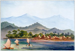 Kylä, Sumatra, Indonesia, 1906 tekijältä Ernst Haeckel