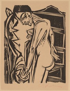Nainen alaston kaapin edessä, 1916. tekijältä Ernst Ludwig Kirchner