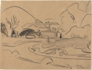 Kävelypolut ja paviljonki Dresden Grosser Gartenissa, n. 1909. tekijältä Ernst Ludwig Kirchner