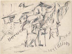 Vuohipaimen vuohien kanssa, 1917. tekijältä Ernst Ludwig Kirchner
