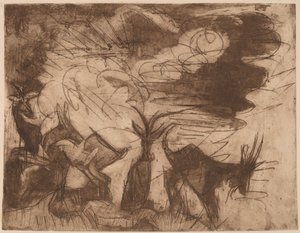 Vuohet ja pilvet, 1919. tekijältä Ernst Ludwig Kirchner