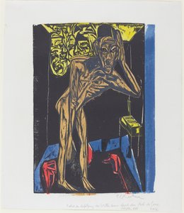 Peter Schlemihlin ihmeellinen tarina: Schlemihl huoneen yksinäisyydessä..., 1915. tekijältä Ernst Ludwig Kirchner