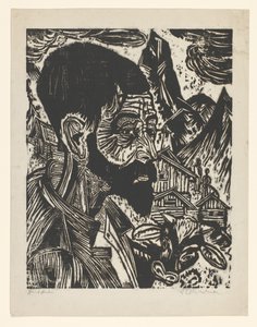 Sennkopf (Martin Schmied) (alkuperäinen nimi) tekijältä Ernst Ludwig Kirchner (signed by artist)