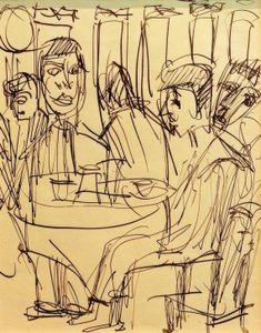 Kahvilan pöydässä tekijältä Ernst Ludwig Kirchner