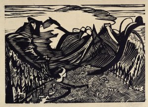 Vuoristomaisema alppilaitumineen tekijältä Ernst Ludwig Kirchner