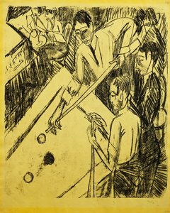 biljardipelaajat; Biljardipelaajat, 1915 tekijältä Ernst Ludwig Kirchner