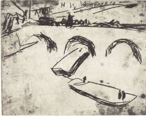Silta kruununprinssin rantakadulla (Brucke am Kronprinzen Ufer) tekijältä Ernst Ludwig Kirchner