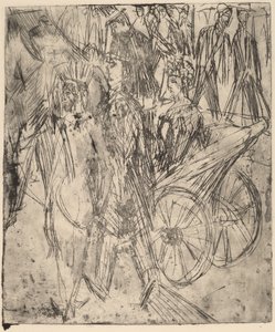 Pariskunta vaunujen edessä tekijältä Ernst Ludwig Kirchner