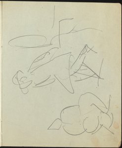 Tanssijat ja esiintyjät (sivu luonnoskirjasta) tekijältä Ernst Ludwig Kirchner