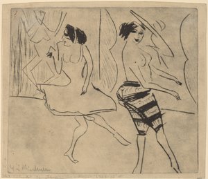Tanssijat studiossa tekijältä Ernst Ludwig Kirchner