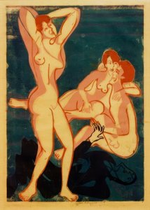 Kolme alastonkuvaa ja valehteleva mies tekijältä Ernst Ludwig Kirchner