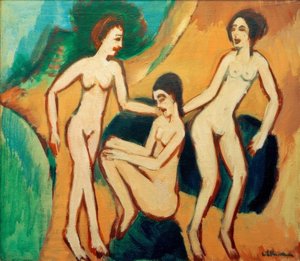 Kolme uimaria rannalla tekijältä Ernst Ludwig Kirchner