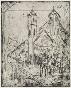 Kulma talvipuutarhan luona/Pyhän Gereonin kirkko Kölnissä I tekijältä Ernst Ludwig Kirchner